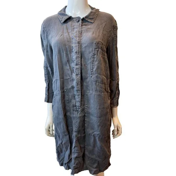 Poetry Dresses Poetry Womens Shirt Dress Front Button Linen